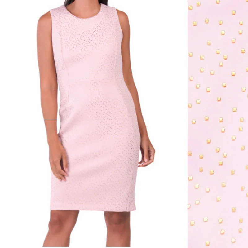 CARMEN MARC VALVO Women's Gold Tone Texture Print Mini Dress Chic Pleated Mini Dress CARMEN MARC VALVO Women's Gold Tone Texture Print Mini Dress Chic Pleated Mini Dress