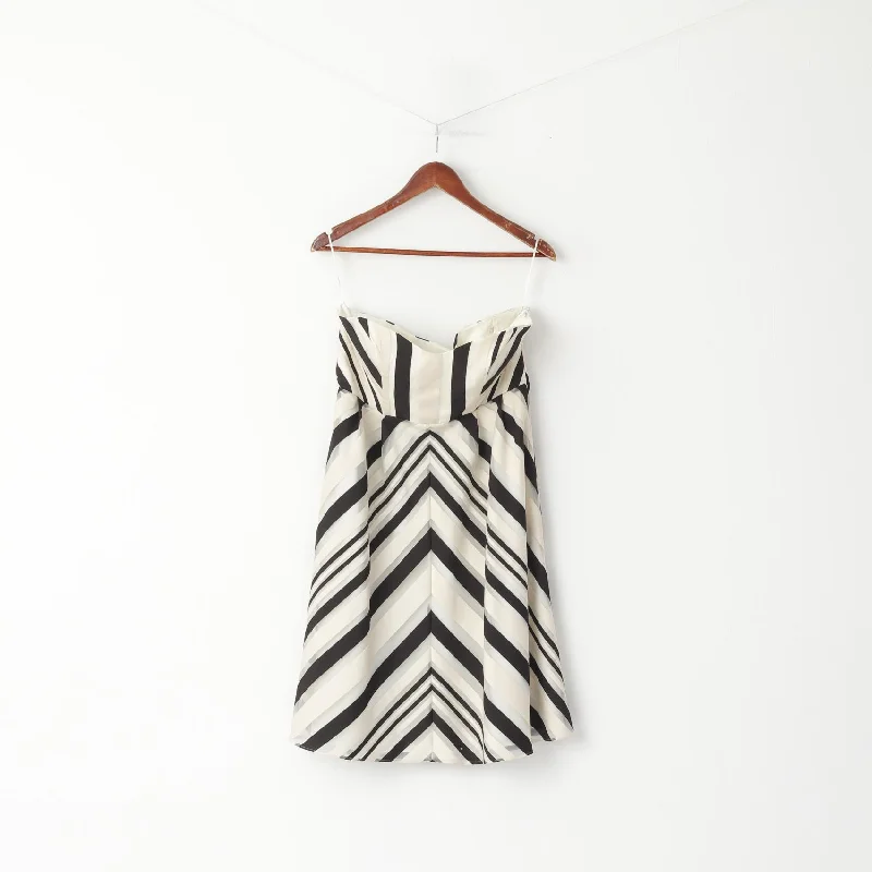 New Untold Women 14 M Mini Dress Beige Striped Viscose Coctail Elegant Stylish Summer Mini Dress New Untold Women 14 M Mini Dress Beige Striped Viscose Coctail Elegant Stylish Summer Mini Dress