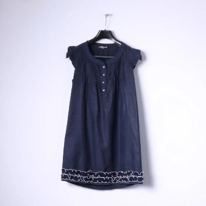 Darimeya Womens S/M Mini Dress Navy Summer Sweet Boho Tunic Stylish Ruffle Mini Dress Darimeya Womens S/M Mini Dress Navy Summer Sweet Boho Tunic Stylish Ruffle Mini Dress