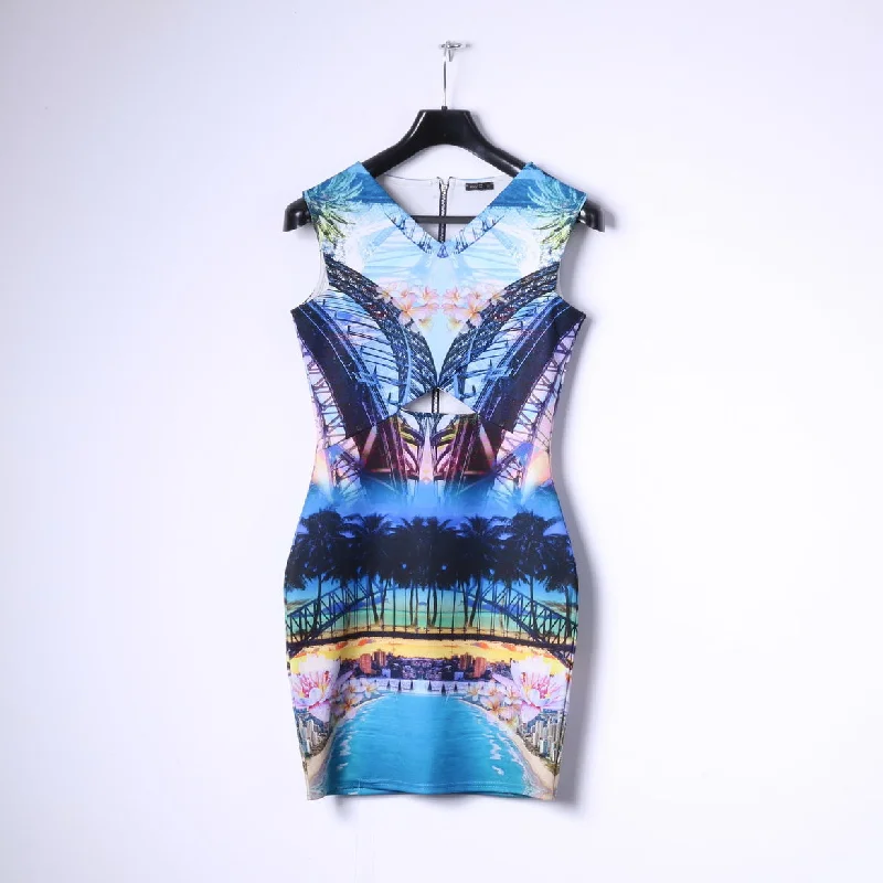 River Island Womens 10 36 S Mini Dress Blue Summer Palms Beach Sexi Classic Black Mini Dress River Island Womens 10 36 S Mini Dress Blue Summer Palms Beach Sexi Classic Black Mini Dress