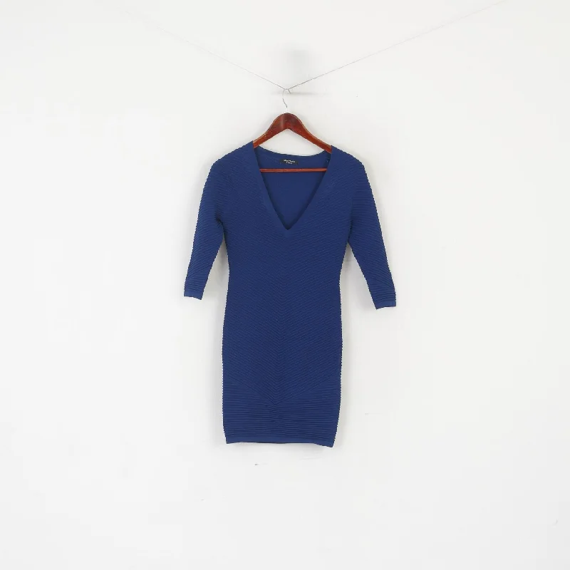Marciano Los Angeles Women 2 S Mini Dress Navy Stretch Viscose Knit V Neck Comfortable Polka Dot Mini Dress Marciano Los Angeles Women 2 S Mini Dress Navy Stretch Viscose Knit V Neck Comfortable Polka Dot Mini Dress