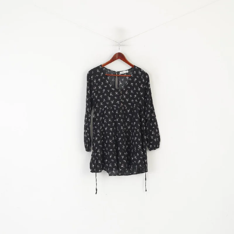 Hollister Women S Mini Dress Black Viscose Floral Short Summer Long Sleeve Cozy Jersey Mini Dress Hollister Women S Mini Dress Black Viscose Floral Short Summer Long Sleeve Cozy Jersey Mini Dress