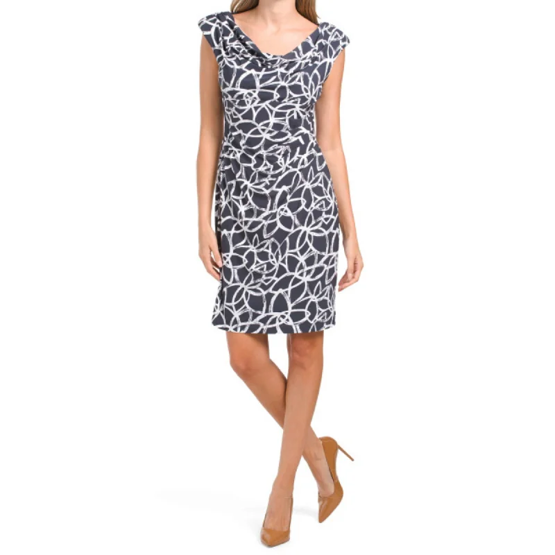 Anne Klein Women's Valerie Floral Print Cowl Neck Mini Dress Elegant Lace-Up Mini Dress Anne Klein Women's Valerie Floral Print Cowl Neck Mini Dress Elegant Lace-Up Mini Dress