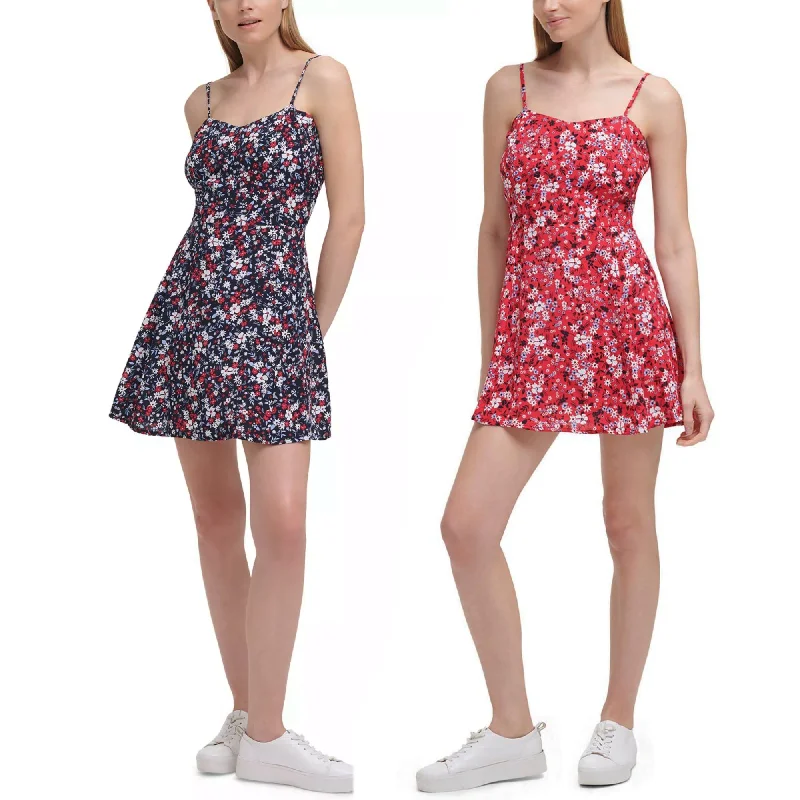 Calvin Klein Jeans Women's Floral Print Adjustable Strap Skater Mini Dress Cozy T-Shirt Mini Dress Calvin Klein Jeans Women's Floral Print Adjustable Strap Skater Mini Dress Cozy T-Shirt Mini Dress