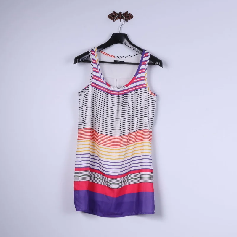 Nice Girl Girls M 164 Mini Dress White Multi Striped Summer Tunic Modern Satin Mini Dress Nice Girl Girls M 164 Mini Dress White Multi Striped Summer Tunic Modern Satin Mini Dress