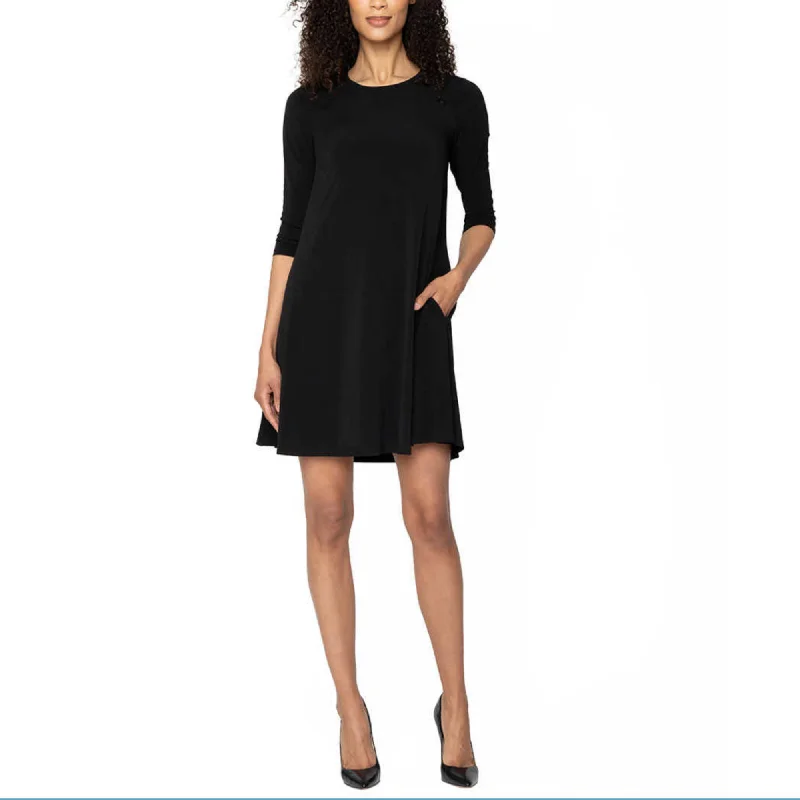Leota Women's Wrinkle-free Quarter Sleeve Swing Mini Dress Classic Casual Mini Dress Leota Women's Wrinkle-free Quarter Sleeve Swing Mini Dress Classic Casual Mini Dress