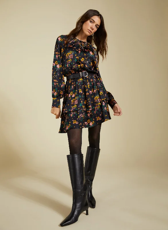 Isolde Printed Mini Dress Cozy Long Sleeve Mini Dress