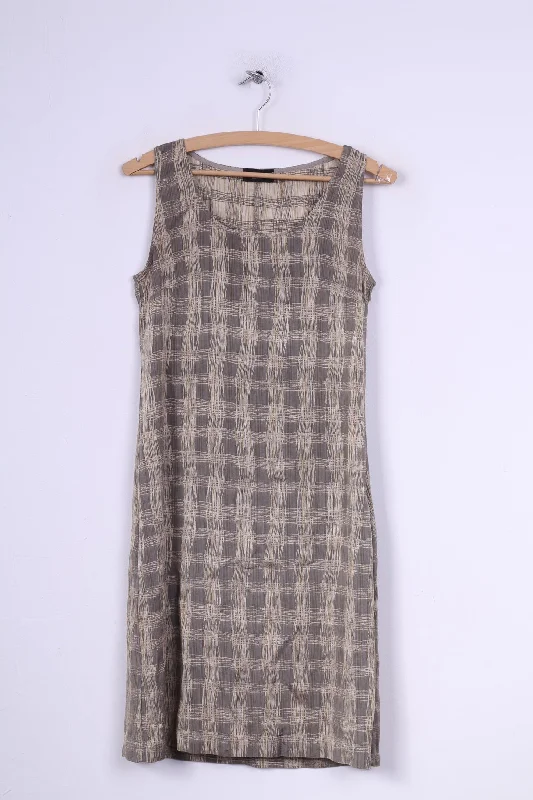 James Lakeland 42 (S)Mini Dress Check Grey Sleeveless Scoop Neck Vintage Italy Casual High-Waist Mini Dress James Lakeland 42 (S)Mini Dress Check Grey Sleeveless Scoop Neck Vintage Italy Casual High-Waist Mini Dress