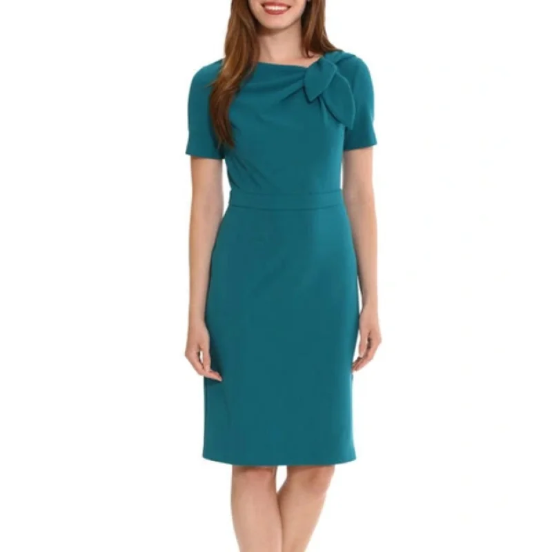 London Times Women's Short Sleeve Gathered Neck Tie Sheath Mini Dress Casual High-Waist Mini Dress London Times Women's Short Sleeve Gathered Neck Tie Sheath Mini Dress Casual High-Waist Mini Dress
