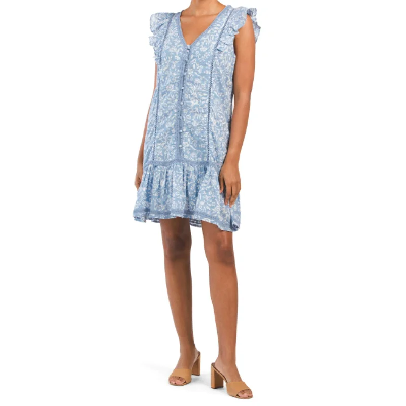 Lucky Brand Lace Trim Ruffle Shoulder Flounce Floral Mini Dress Cozy Jersey Mini Dress Lucky Brand Lace Trim Ruffle Shoulder Flounce Floral Mini Dress Cozy Jersey Mini Dress