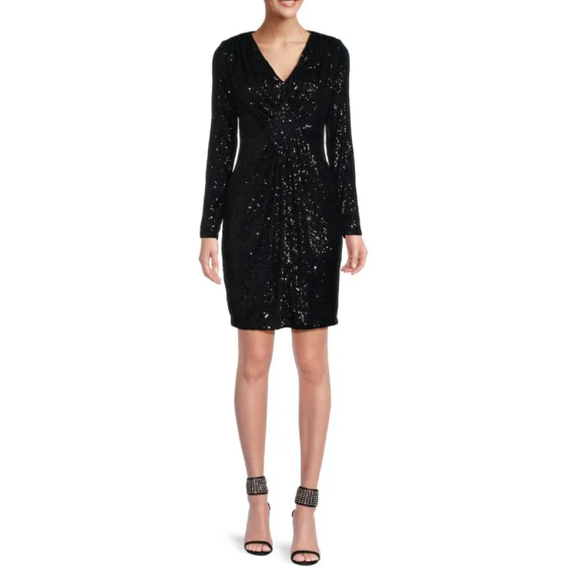 Nanette Lepore Women's V-Neck Long Sleeve Sequin Mini Dress Comfortable Wrap Mini Dress Nanette Lepore Women's V-Neck Long Sleeve Sequin Mini Dress Comfortable Wrap Mini Dress