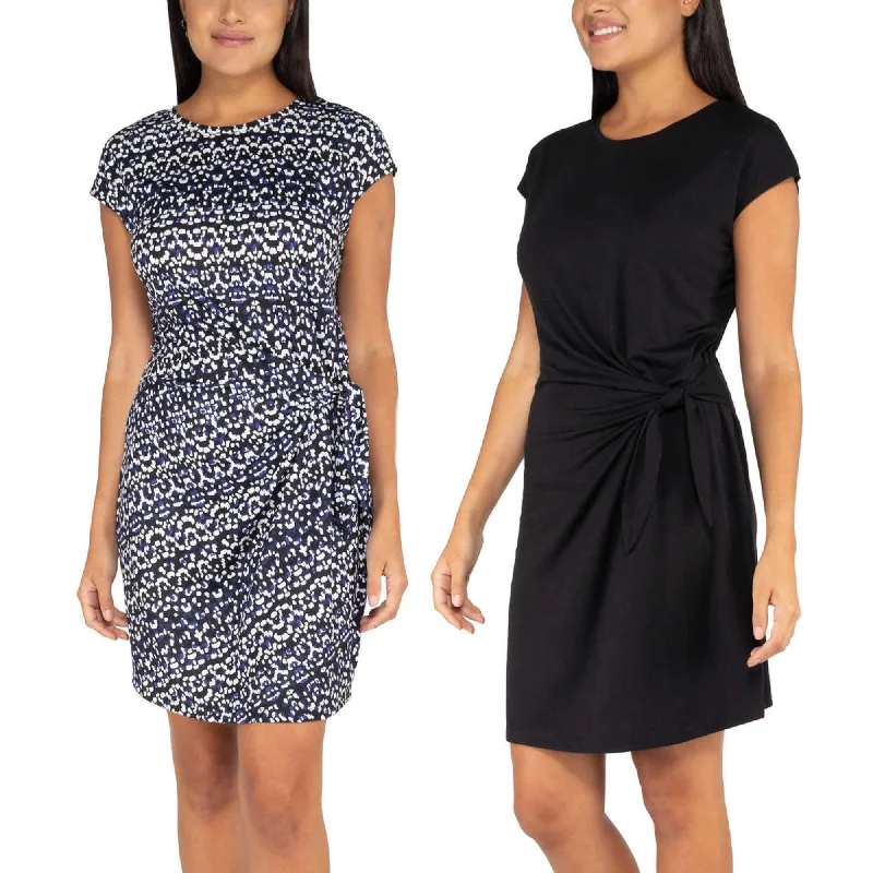Nicole Miller Women's Plus Twist Knot Mini Dress Cozy Cotton Mini Dress