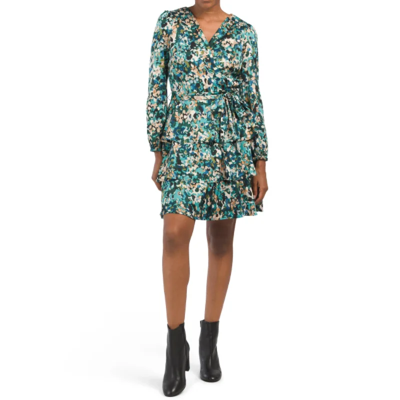 Nicole Miller NY Women's Floral Print Long Sleeve Ruffle Tiered Mini Dress Stylish Ribbed Mini Dress Nicole Miller NY Women's Floral Print Long Sleeve Ruffle Tiered Mini Dress Stylish Ribbed Mini Dress