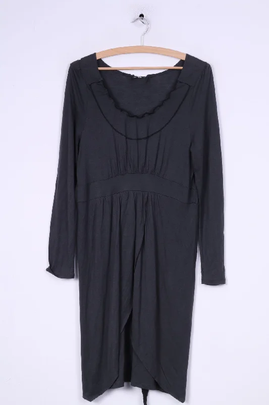 Noa Noa Womens M Mini Dress Grey Crew Neck Long Sleeve Summer Elegant Satin Mini Dress Noa Noa Womens M Mini Dress Grey Crew Neck Long Sleeve Summer Elegant Satin Mini Dress