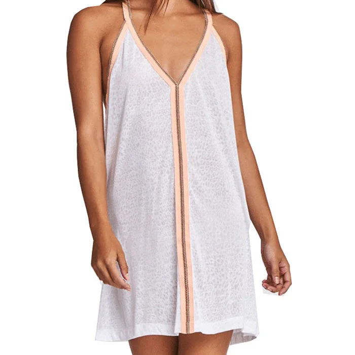 Pitusa Cheetah Mini Sun Mini Dress Cover Up - White Trendy A-Line Mini Dress