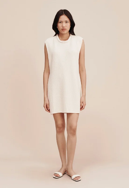 Harlee Mini Dress - Cream Fashionable Mini Dress with Frills