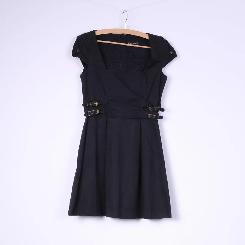 River Island Womens 10 36 S Mini Dress Cotton Navy Cozy Long Sleeve Mini Dress