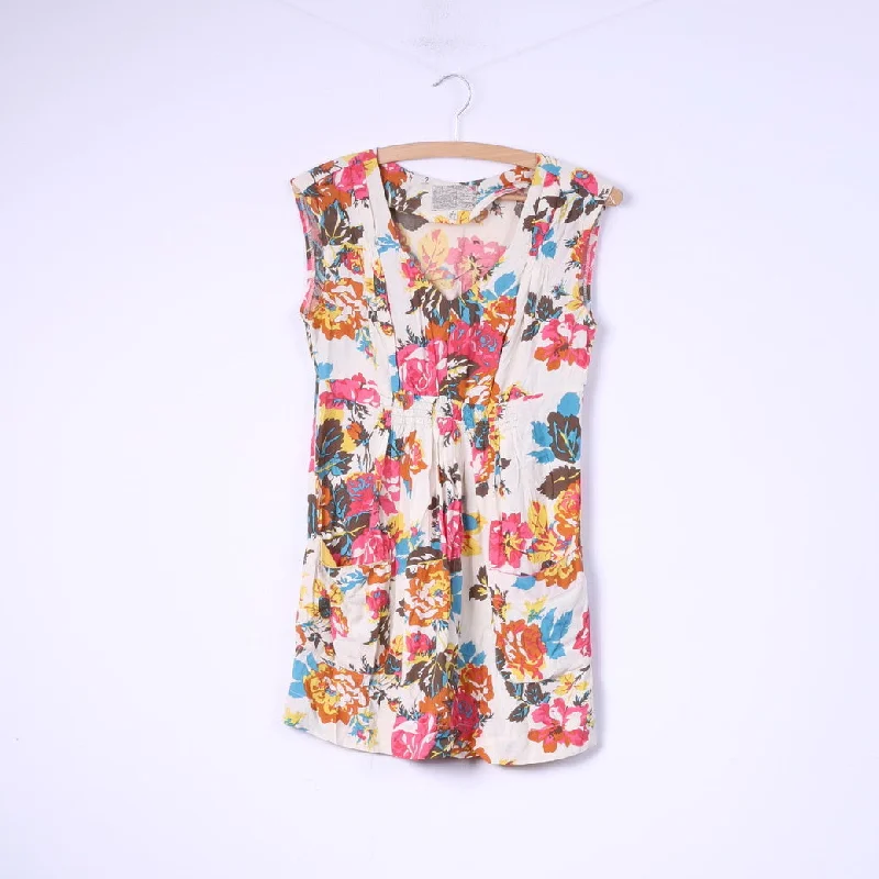 Tom Joule Womens Xs 8 Mini Dress Flowers Print Multicolor Sleeveless Trendy Bodycon Mini Dress Tom Joule Womens Xs 8 Mini Dress Flowers Print Multicolor Sleeveless Trendy Bodycon Mini Dress
