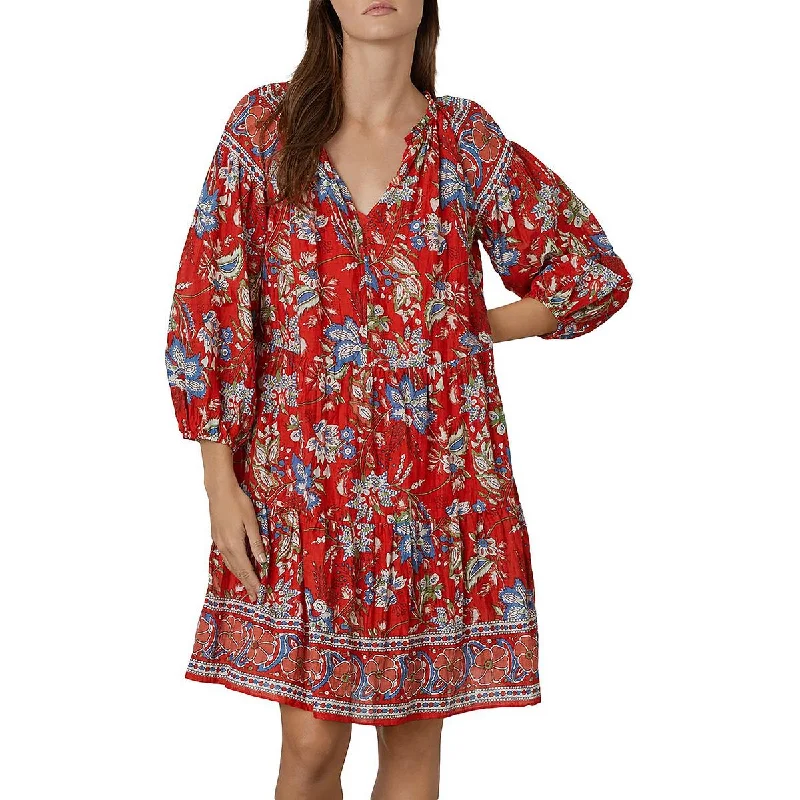 VELVET BY GRAHAM & SPENCER Womens Lilah Floral Tiered Mini Dress Classic Shift Mini Dress VELVET BY GRAHAM & SPENCER Womens Lilah Floral Tiered Mini Dress Classic Shift Mini Dress