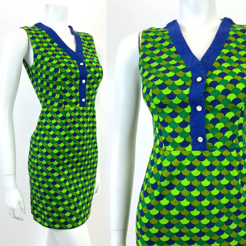 VINTAGE 60s 70s LIME FOREST GREEN BLUE SCALES MOD SLEEVELESS MINI DRESS 8 Trendy Tulle Mini Dress VINTAGE 60s 70s LIME FOREST GREEN BLUE SCALES MOD SLEEVELESS MINI DRESS 8 Trendy Tulle Mini Dress