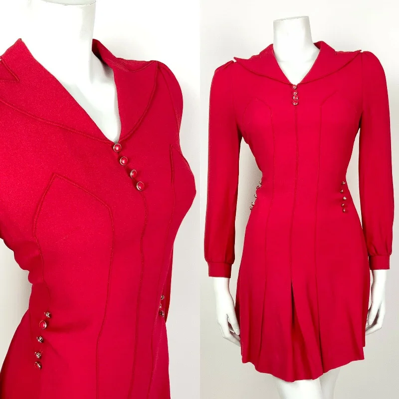 VINTAGE 60s 70s PILLARBOX RED WING COLLAR MOD MINI DRESS 8 10 Stylish Sweetheart Mini Dress VINTAGE 60s 70s PILLARBOX RED WING COLLAR MOD MINI DRESS 8 10 Stylish Sweetheart Mini Dress