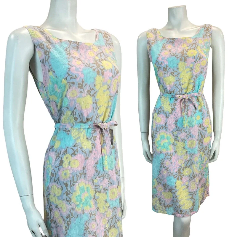 VTG SUMMER SUN PASTEL MOD GOGO SHIFT MINI DRESS PINK BLUE YELLOW 8 10 12 Trendy Cut-Out Mini Dress VTG SUMMER SUN PASTEL MOD GOGO SHIFT MINI DRESS PINK BLUE YELLOW 8 10 12 Trendy Cut-Out Mini Dress