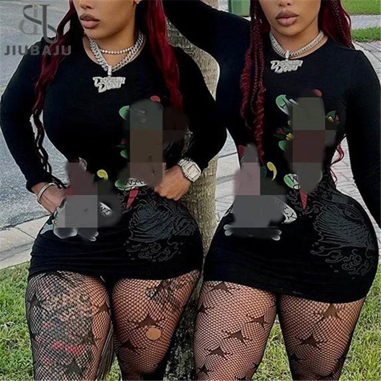 Women Long Sleeve Mini Dress Print O Neck Elegant Clothes 2024 Party Club Dress Elegant Floral-Print Mini Dress Women Long Sleeve Mini Dress Print O Neck Elegant Clothes 2024 Party Club Dress Elegant Floral-Print Mini Dress