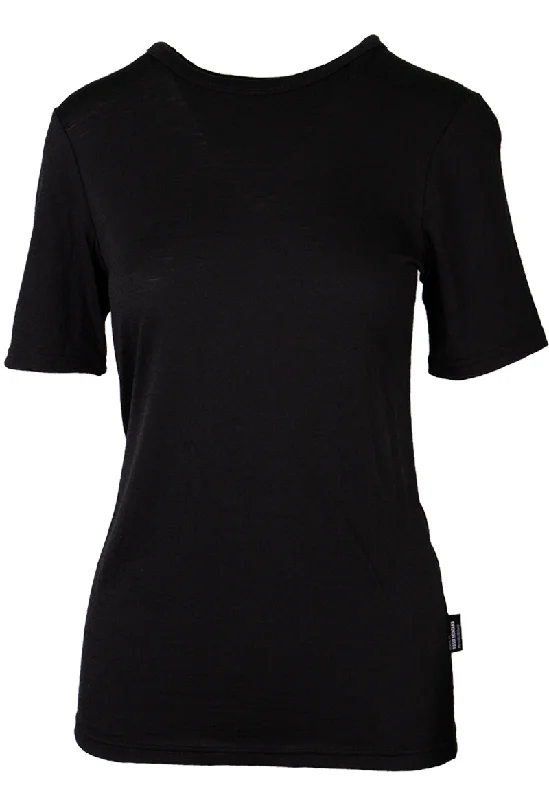 145 Women's Merino Short Sleeve T-Shirt Day By Day - Black