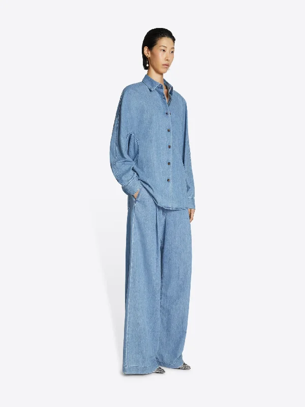 Denim cocoon shirt Cozy Loose Fit Short Sleeve