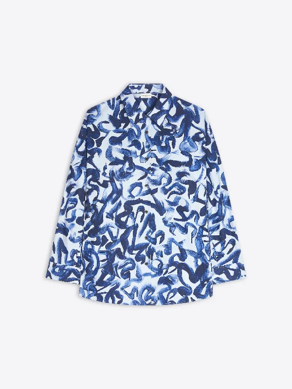 Printed cocoon shirt Classic Button-Up Short Tee