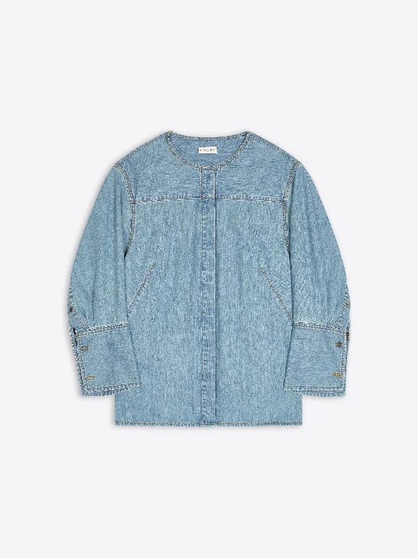 Denim shirt Comfortable Peplum Short Shirt