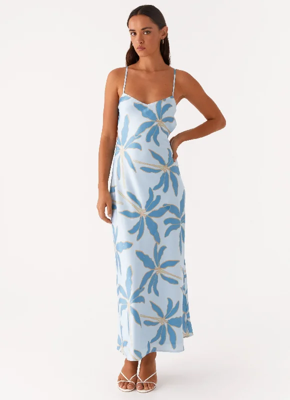 Alisha Midi Dress - Opulent Blue Trendy Floral Wrap Midi Dress