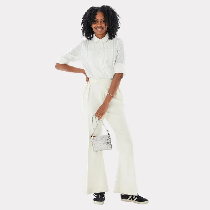 Anette Tuxedo Shirt (Cream Heart Coupe) Fashionable Pleated Short Shirt