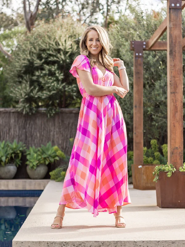 Anya Maxi Dress - Pink Multi Comfortable Bohemian Maxi Dress