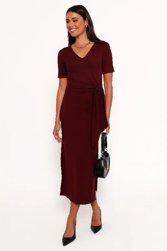 Asha Midi Dress - Wine Comfortable Denim Midi Dress
