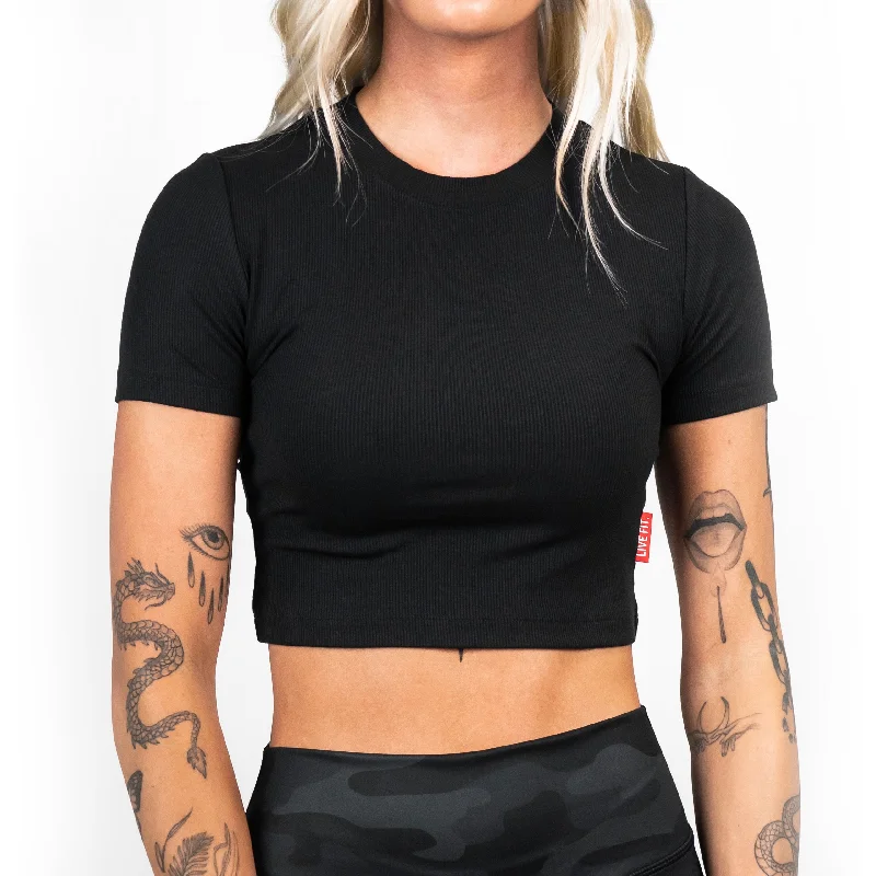 Athleisure Crop Tee- Black