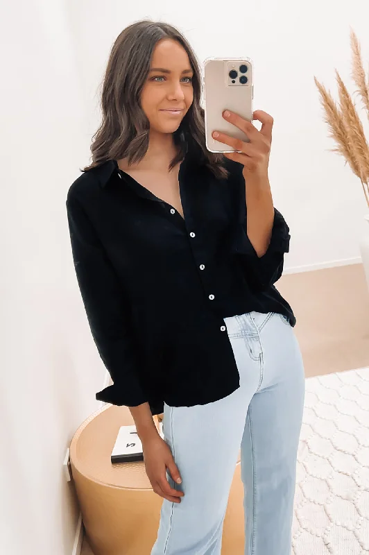 Axel Shirt Black Comfortable Short Sleeve Tunic