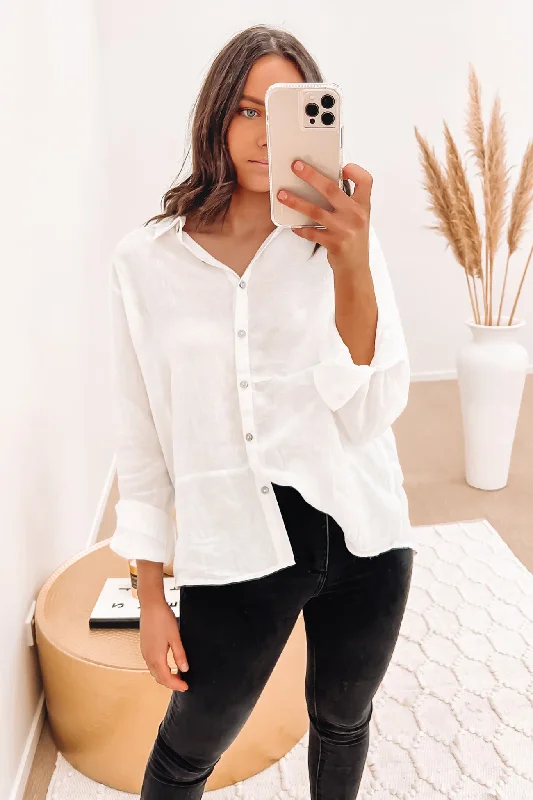 Axel Shirt White Casual Button-Up Short Tee
