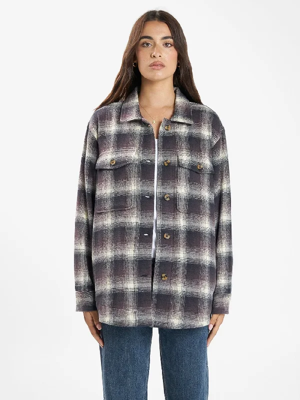 Barrio Overshirt - Deep Plum Comfortable Graphic Short Sleeve
