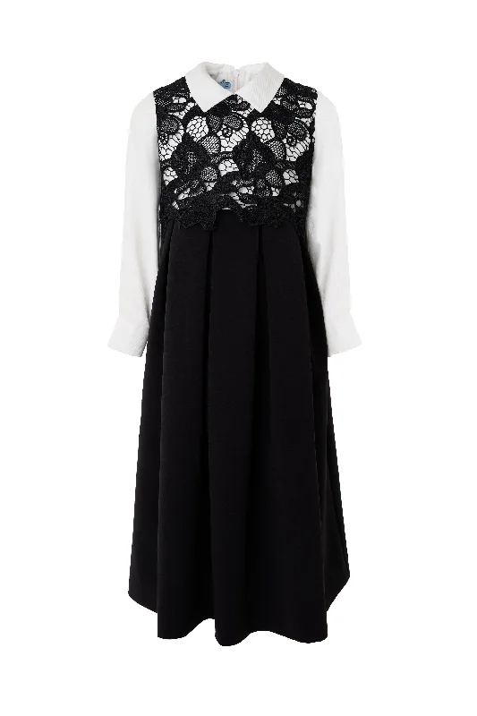 Black/White Macramé Crepe Maxi Dress Trendy Printed Maxi Dress