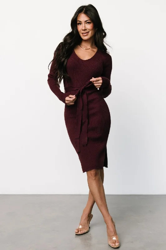 Blayne Ribbed Midi Dress | Mulberry Fashionable High-Low Midi Dress