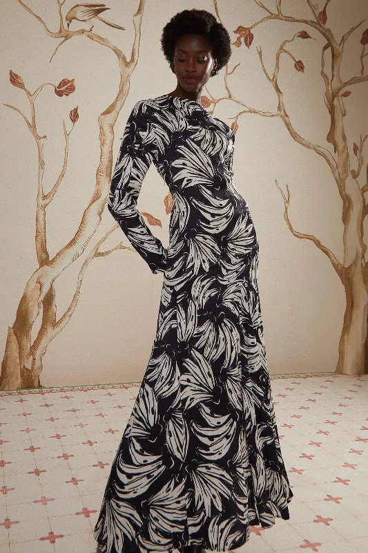 Black Bossa Banana LENZING™ ECOVERO™ Viscose Midi Dress Stylish Silk Midi Dress