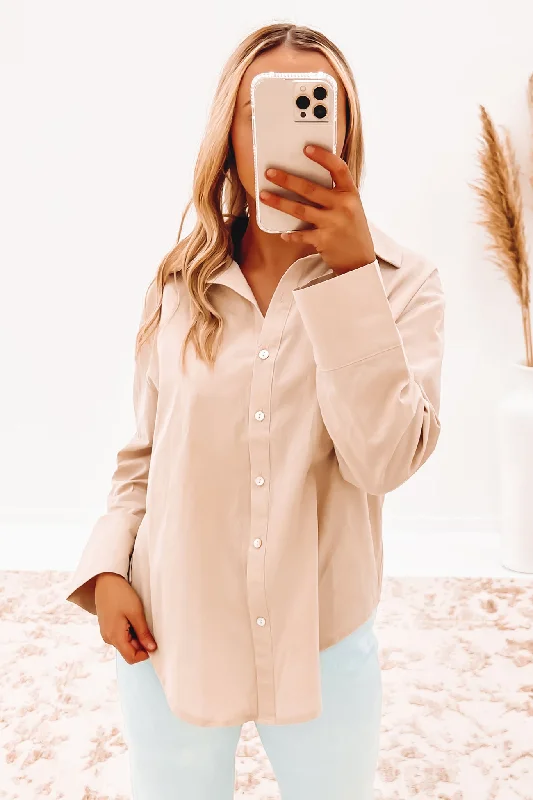 Breanna Shirt Beige Modern Fit Short Sleeve
