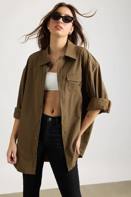 Brown Breezey Light Shirt Soft Flowing Short Shirt