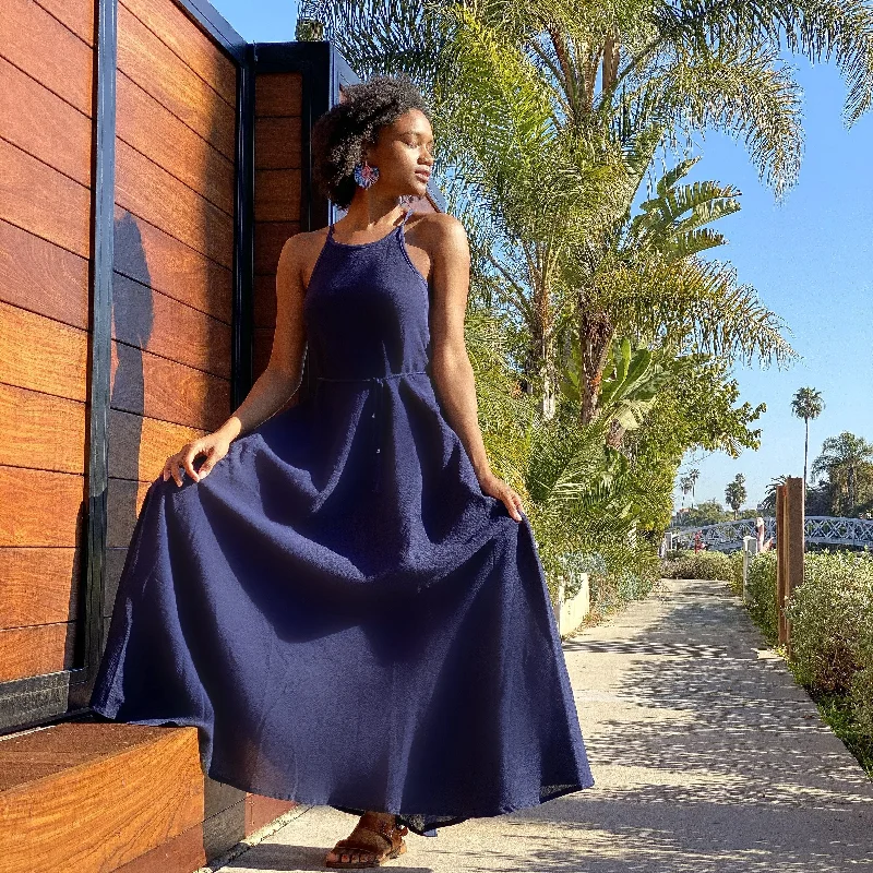 Navy CALLIE Maxi Dress Comfortable Ruffle Maxi Dress