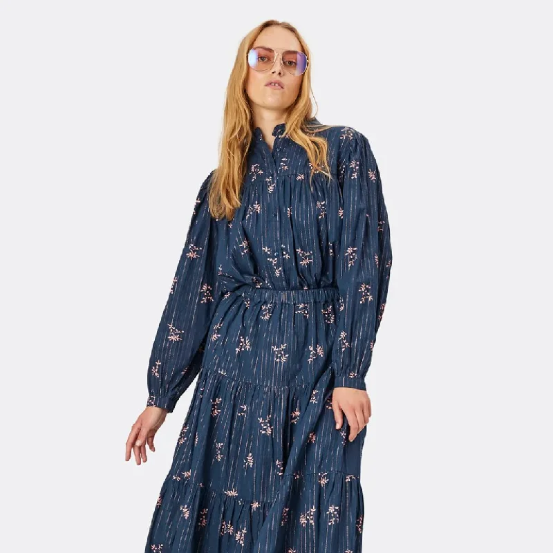 Cara Shirt (Navy) Comfortable Ribbed Short Sleeve