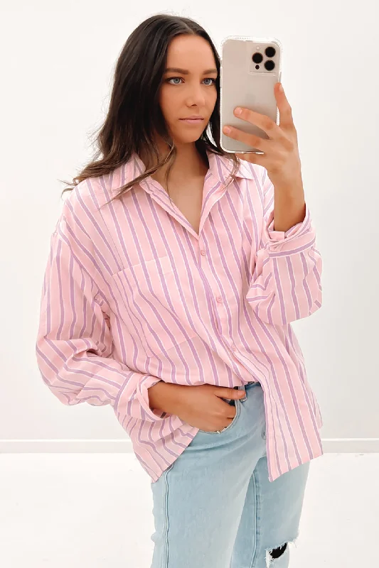 Carly Shirt Pink Comfortable Short Sleeve Tunic