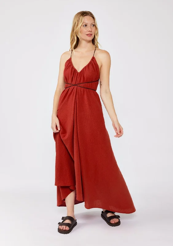 Carmine Halter Maxi Dress Trendy Floral Print Maxi Dress