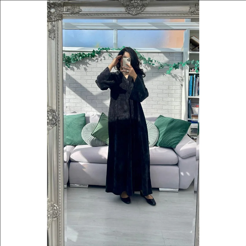 Chenille v Neck Maxi Dress Fashionable High-Waist Maxi Dress