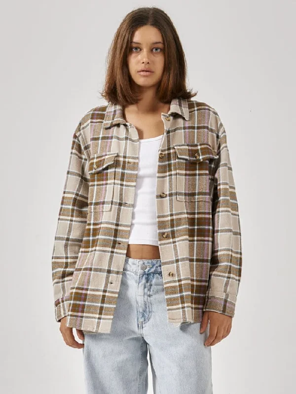 Coat of Thrills Overshirt - Sandstone Comfortable Ribbed Short Sleeve